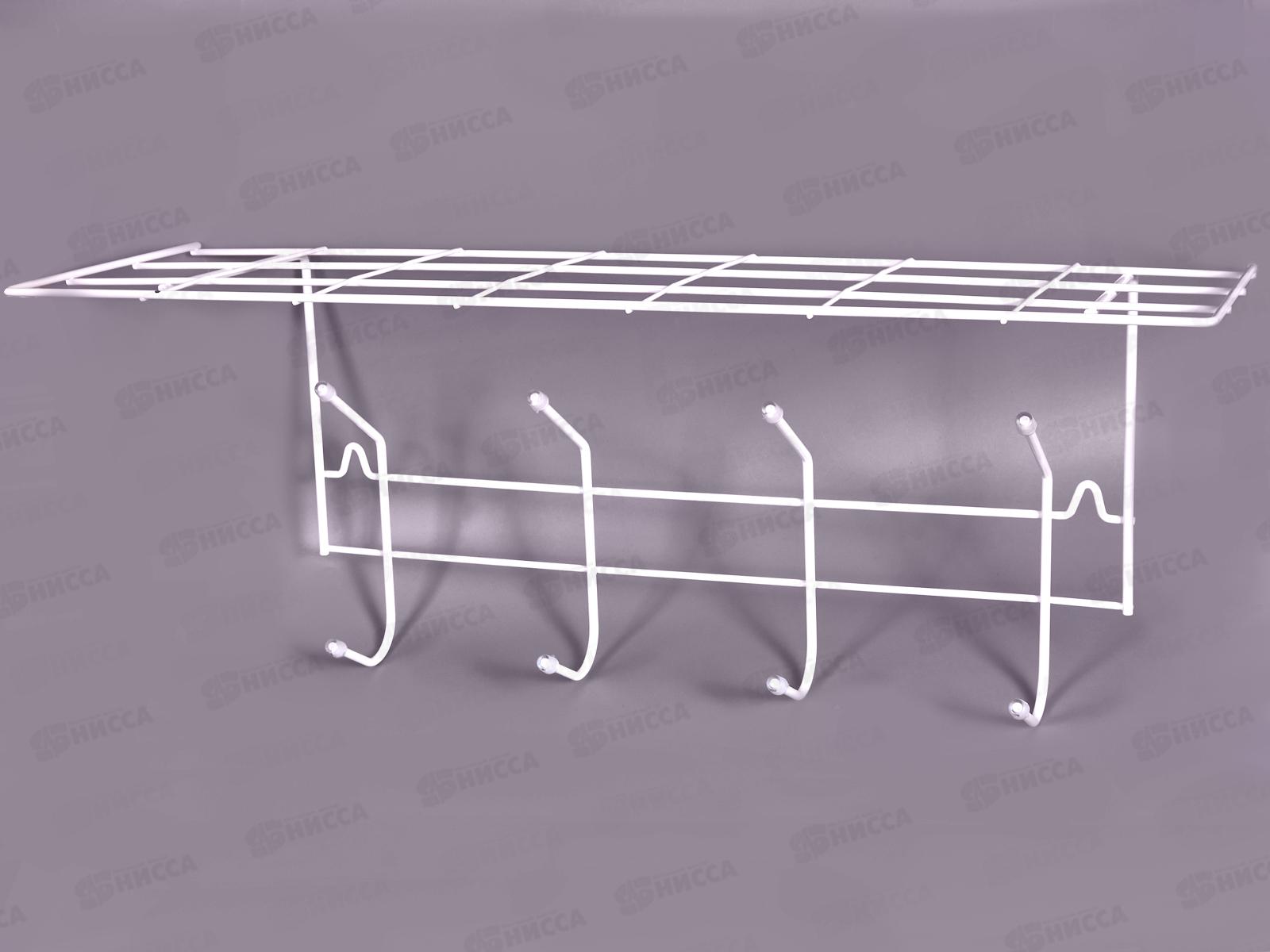 Вешалка для одежды 4 крючка с полкой белая АМ 05  *4