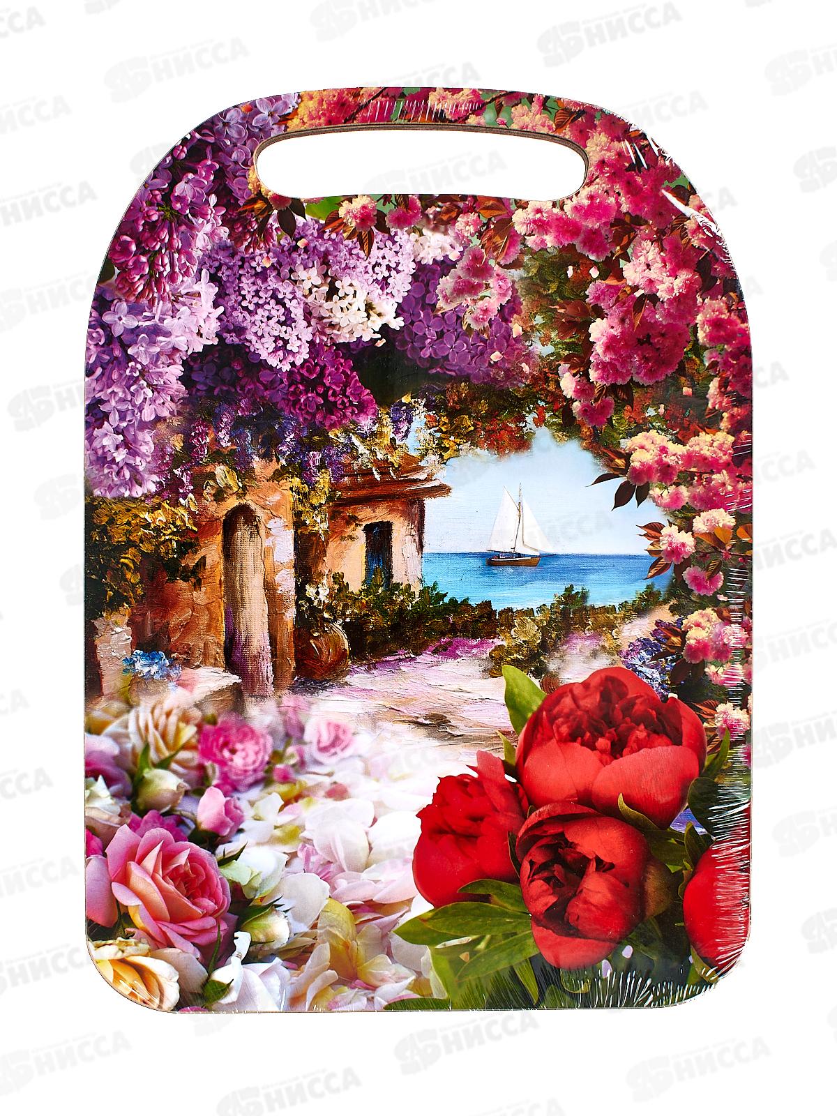 Доска разделочная дерево &quotЦветы, море&quot  К-201 *22