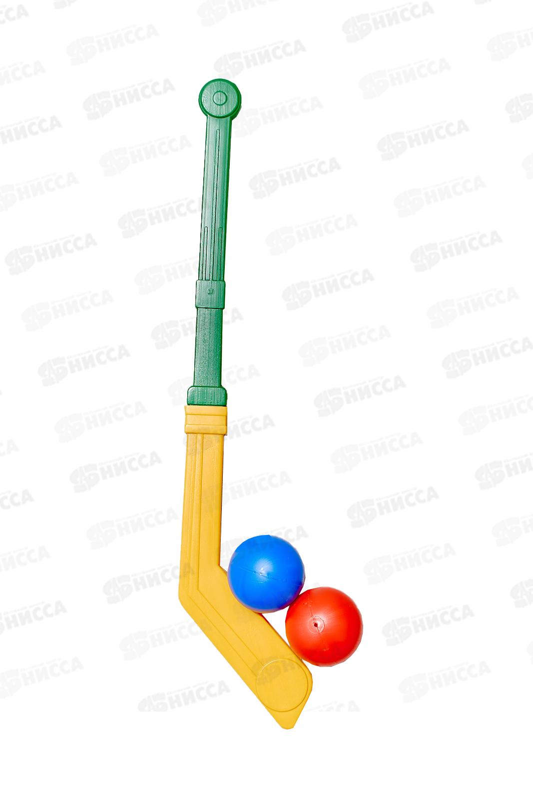 Клюшка с двумя мячами 0145 в пакете (69см)