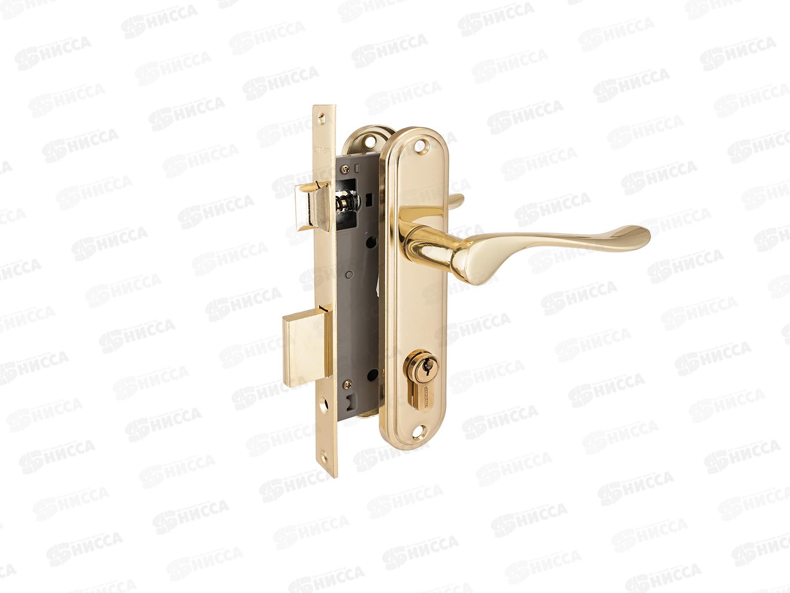 Замок врезной Аллюр 127/1 GP латунь с ручкой *12 081