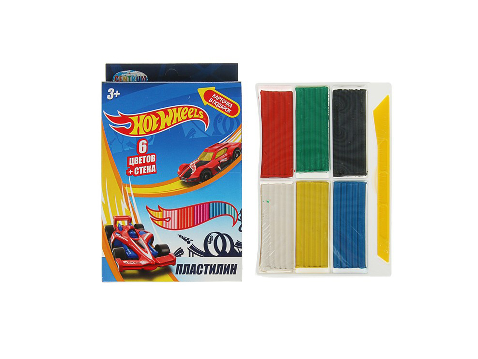 Пластилин  6цветов 120г CENTRUM Hot Wheels, картонная упаковка стек 88618 *32