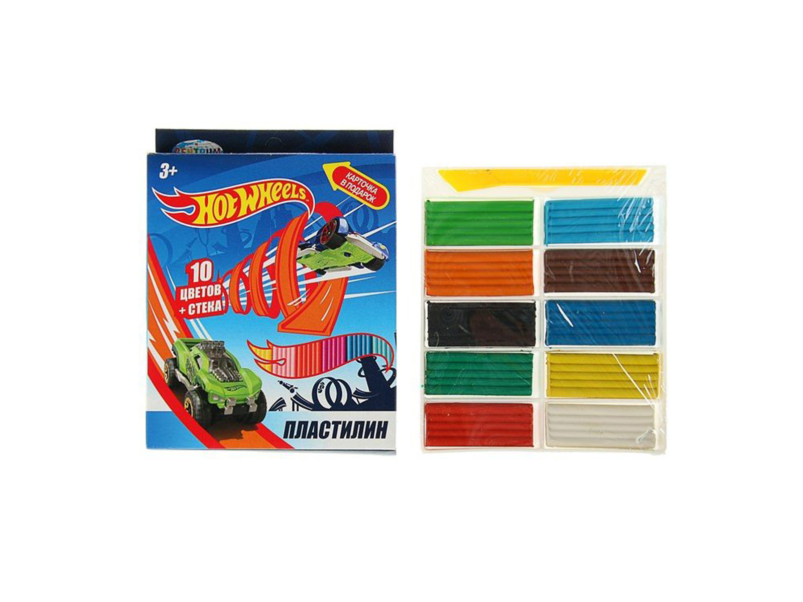 Пластилин 10цветов 200г CENTRUM Hot Wheels, картонная упаковка 88619 *30