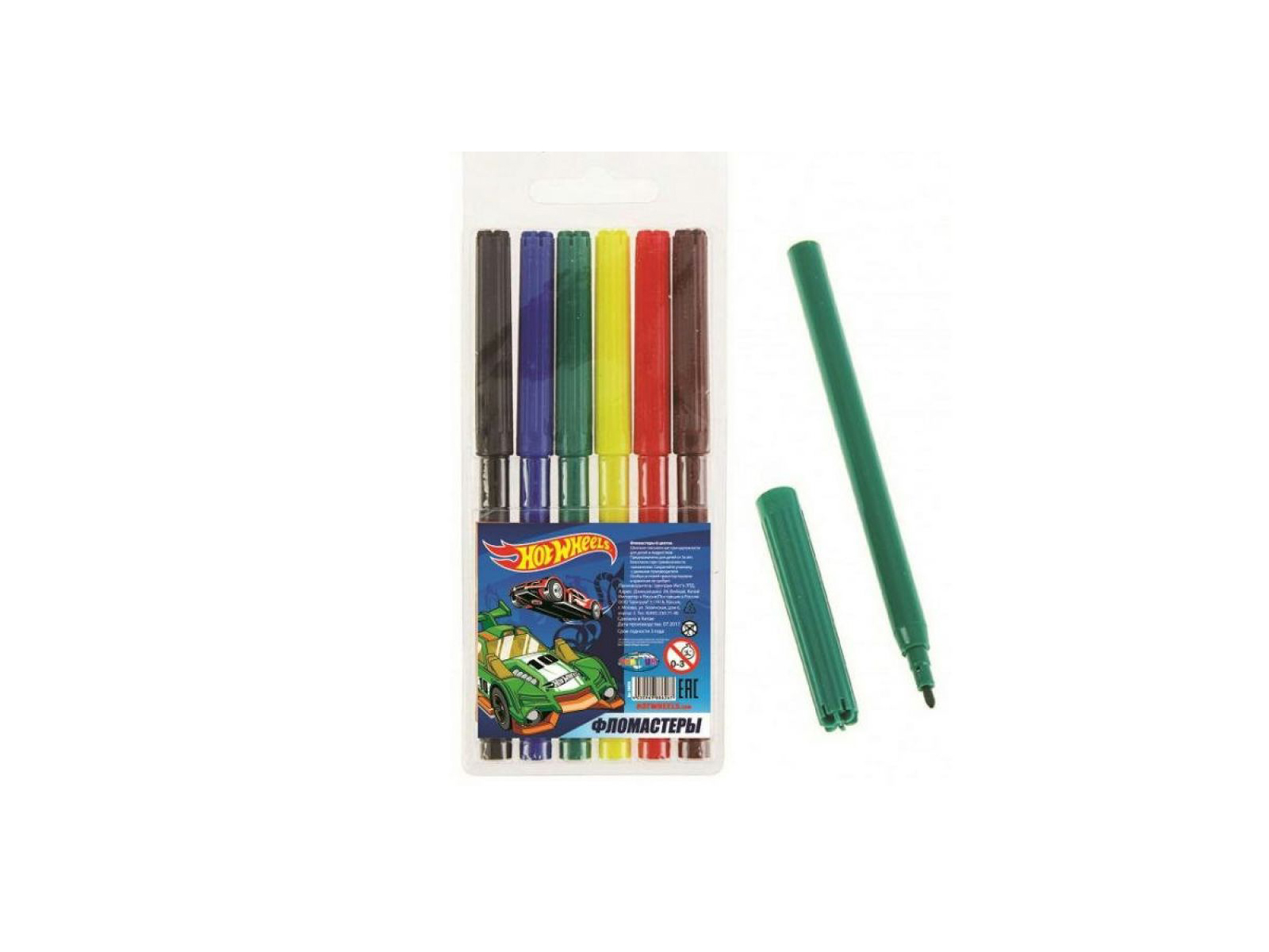 Фломастеры 6 цветов CENTRUM Hot Wheels, 88626*24