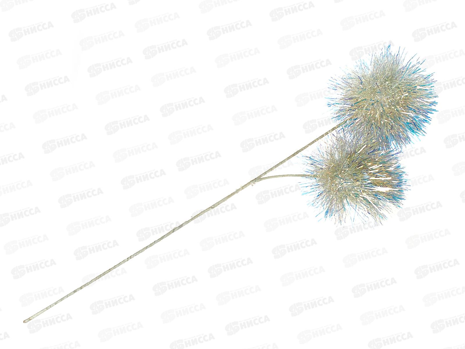 Ветка декоративная "Пушистые шары", белый, EY9-569, 50х18х13см   АТМ