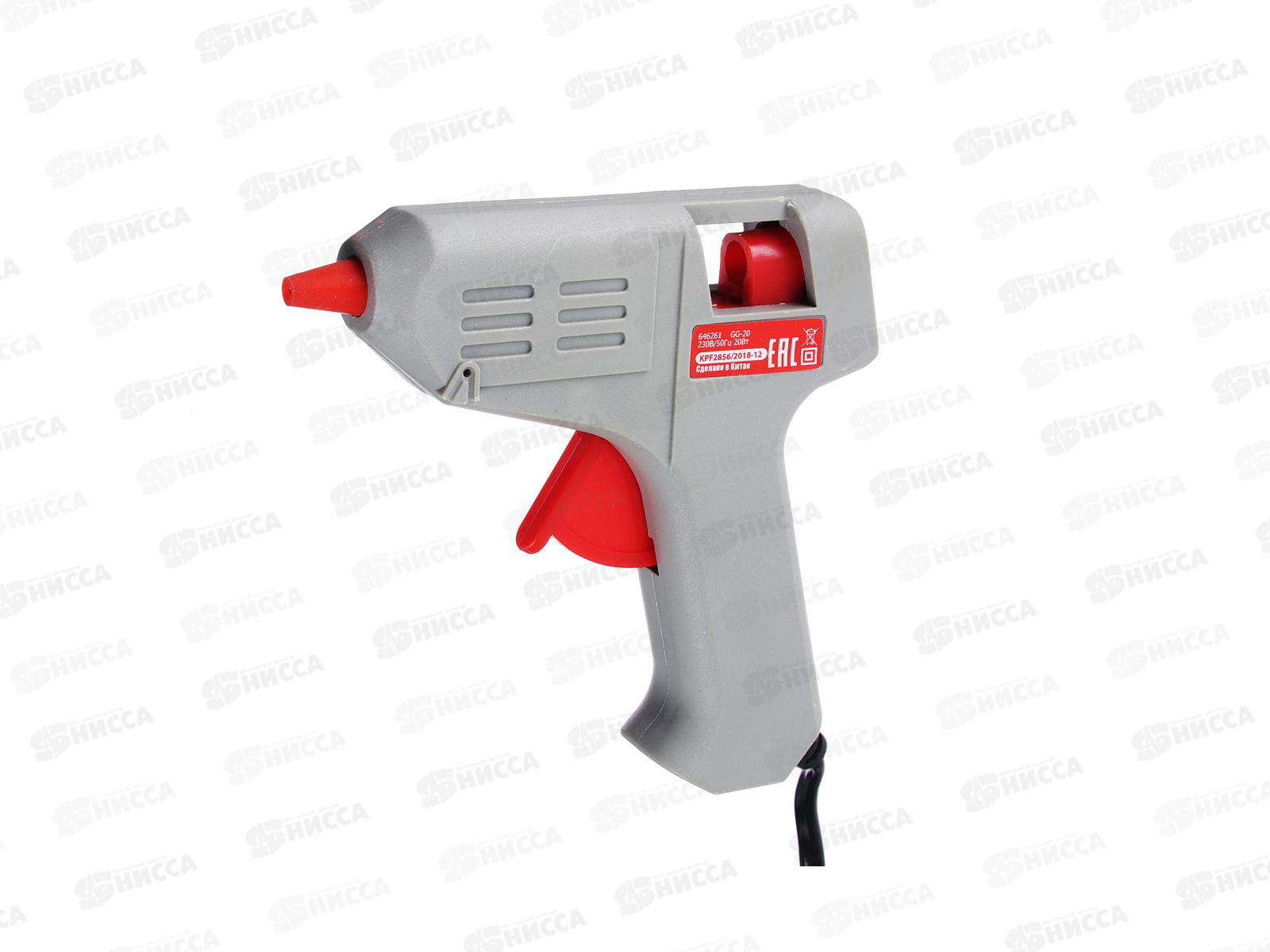 Пистолет клеевой электрический GG-20 20Вт +2 стержня 7мм 646-261 г