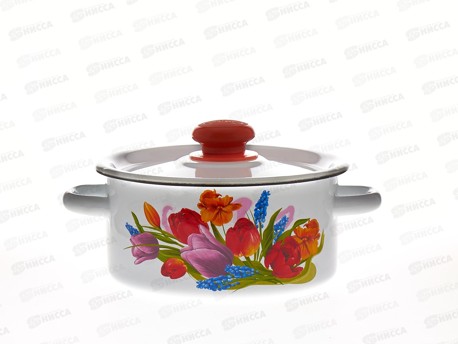 Кастрюля 2,0л цилиндрическая Тюльпан Май с пластмассовой кнопкой С1610.3 *119