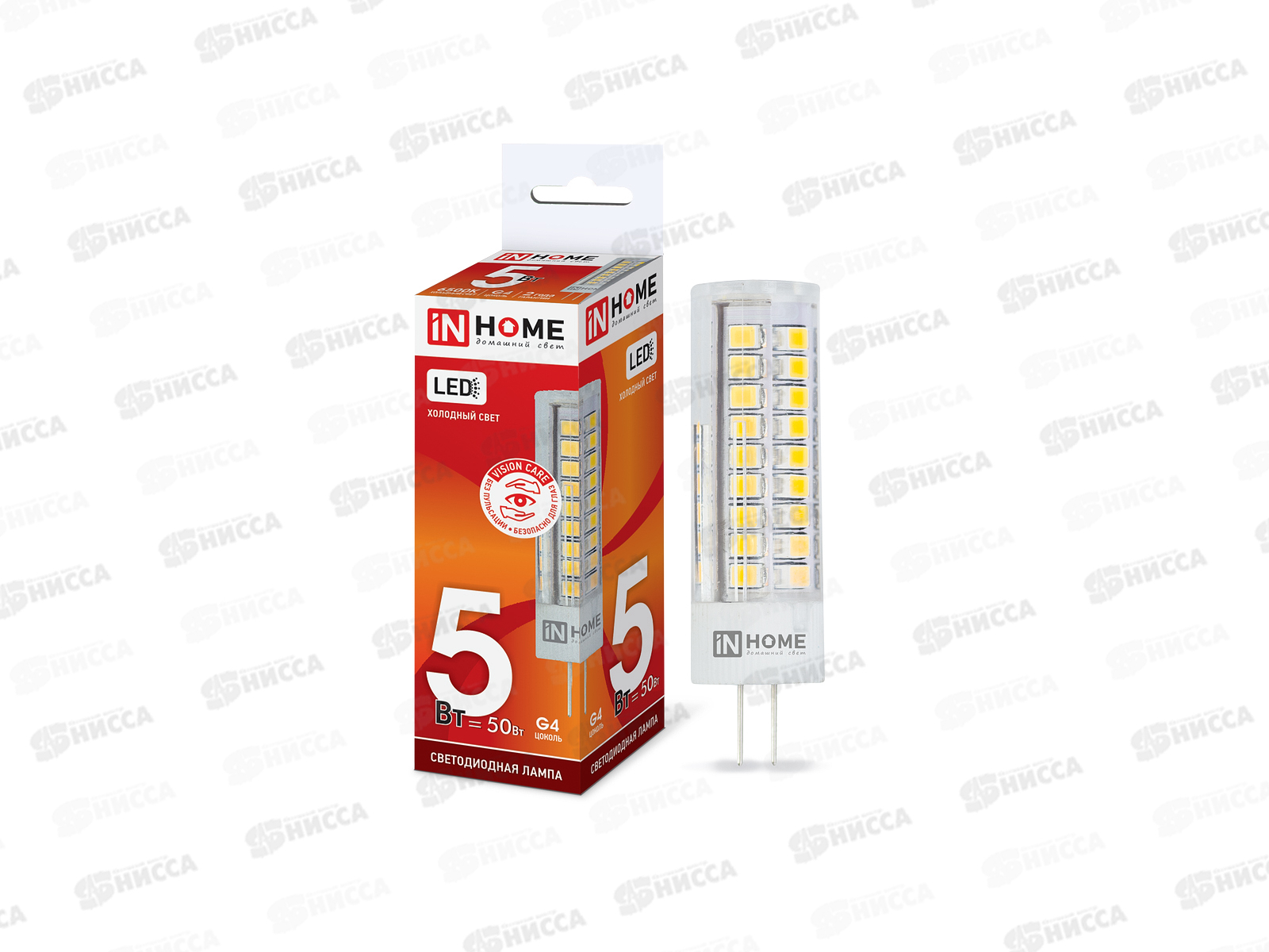 Лампа светодиодная IN-HOME LED-JC-VC 5Вт 12В G4 6500К 270Лм *50