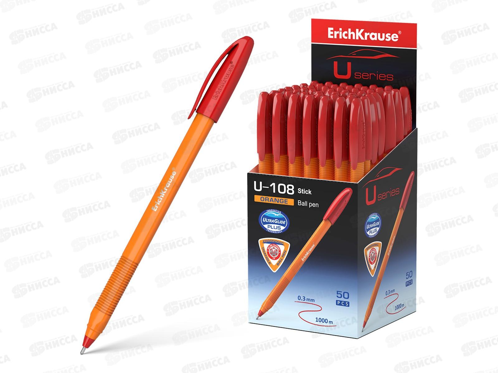 Ручка шариковая EK 47584  U-108 Orange Stick красный *50