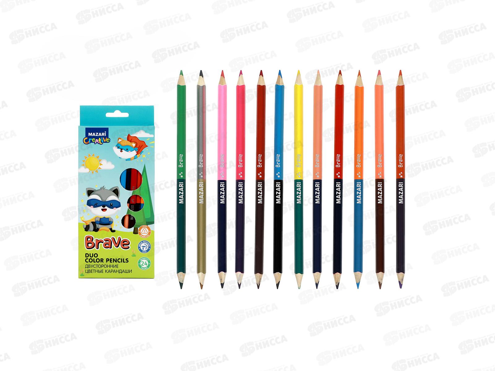 Карандаши 24цв 12шт MAZARI BRAVE,M-6177-24 *12/48