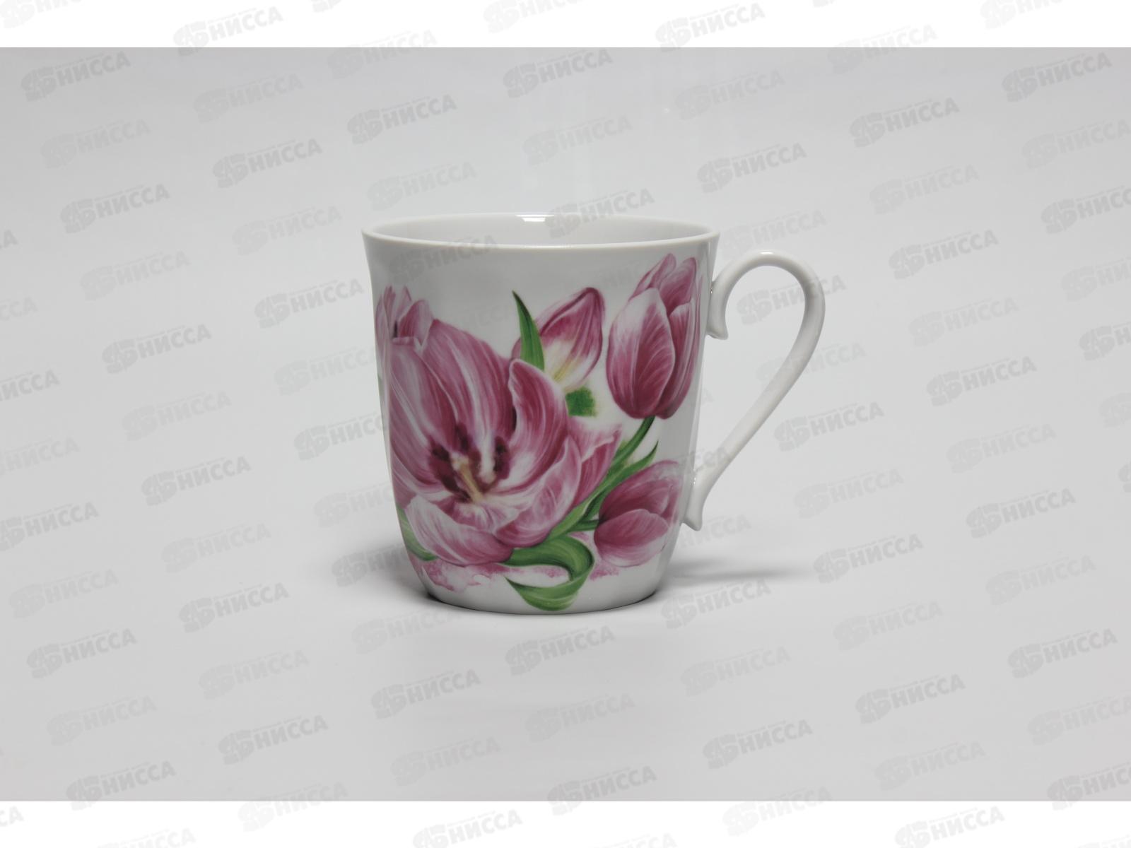 Кружка 350см3 Витая Розовые тюльпаны *24  093322