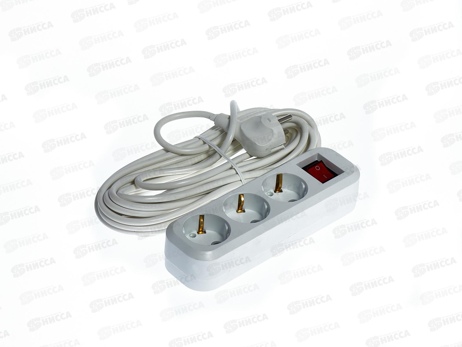 Удлинитель народный УН03В выключатель, 3 гнезда, 10метров, с/з, ПВС 3х0,75мм2  10А/250В   *15