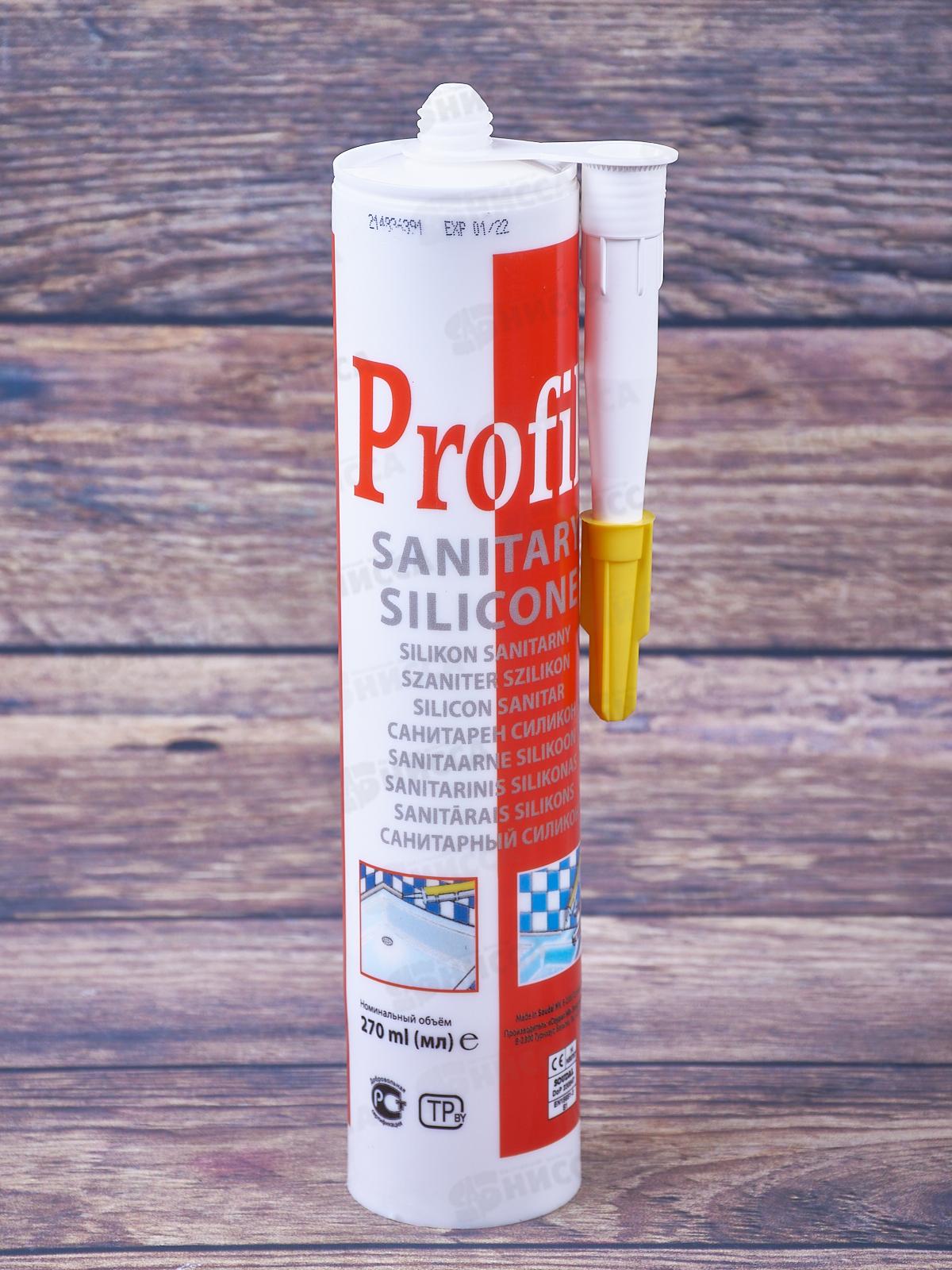 Герметик PROFIL силикон санитарный 270мл, белый, 124252 *15/1500