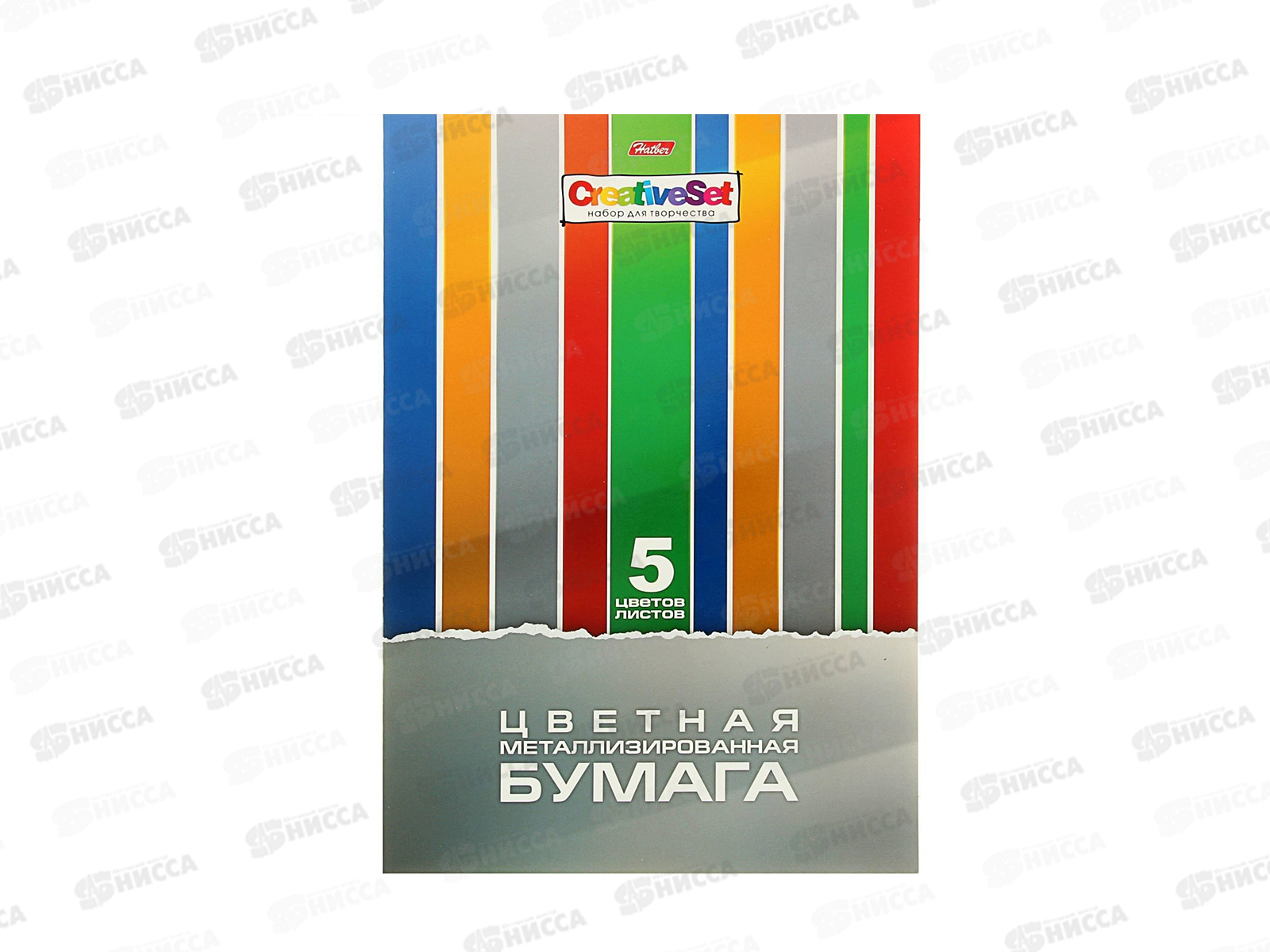 Цветная бумага 5листов 5цветов Hatber Creative Set, металлическая., 05804*55