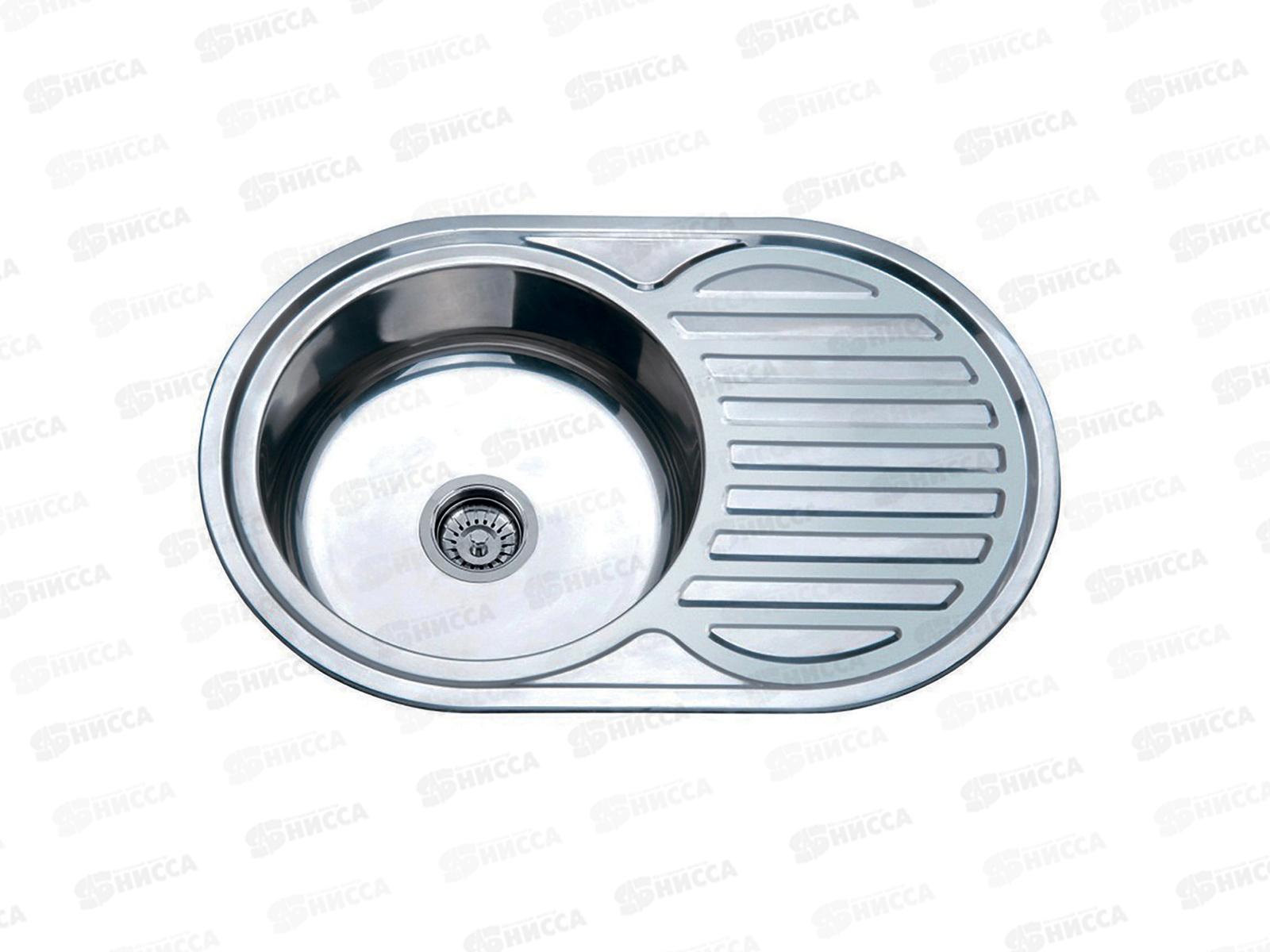 Мойка кухонная  770*500*170мм, 0.6мм, нержавейка, левая, сифон в комплекте, MG6-7750OVL