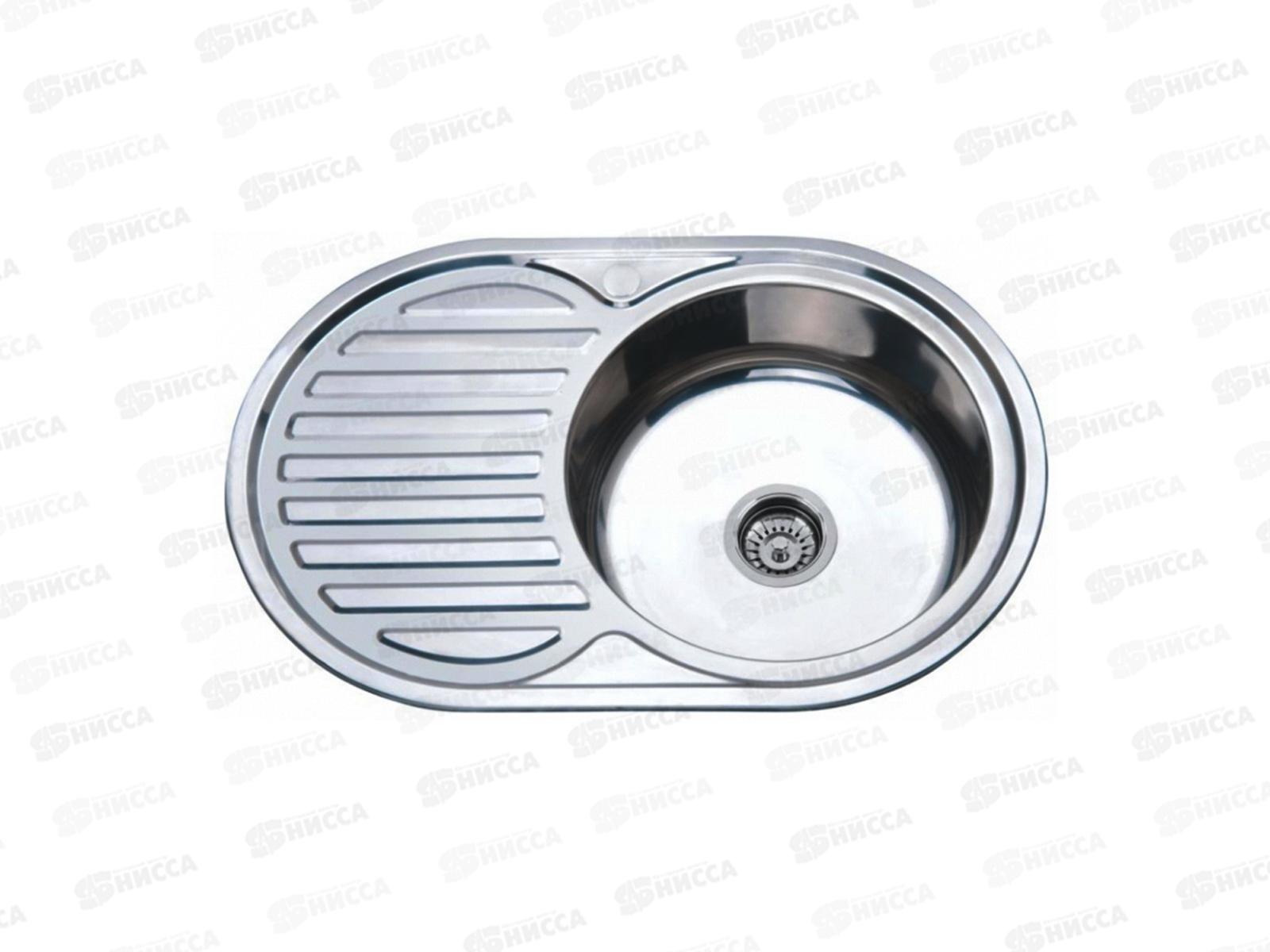 Мойка кухонная  770*500*170мм, 0.6мм, нержавейка, правая, сифон в комплекте, MG6-7750OVR