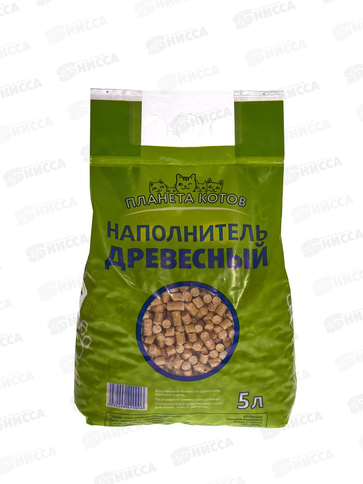 Наполнитель древесный Планета котов 5л