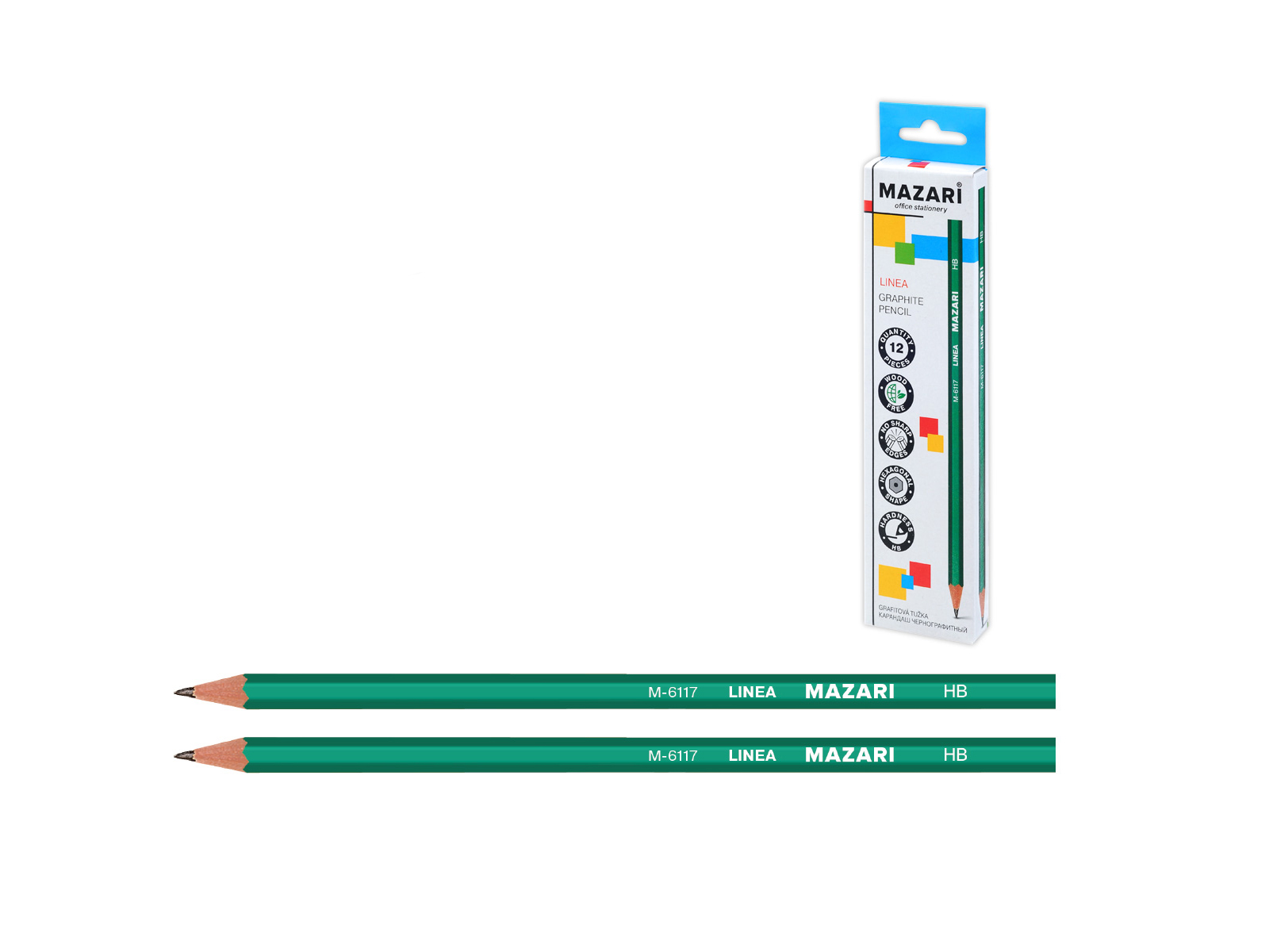 Карандаш чернографитный  MAZARI Linea HB пластиковый, M-6117 *12/72/1152