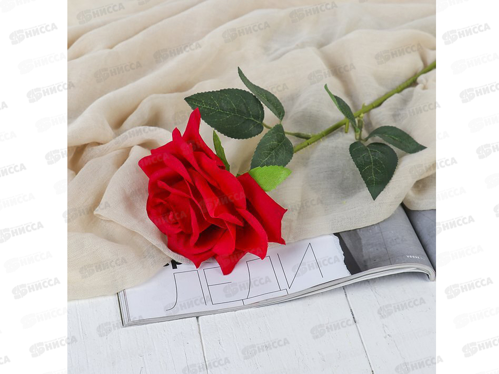 Цветы искусственные 46см Роза Гран При красный 3794241