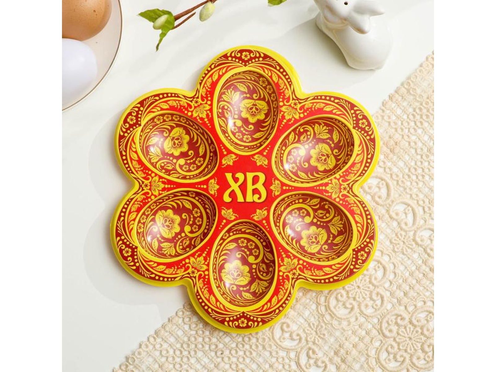 Подставка пасх для 6 яиц &quotХохлома&quot 18,3*20см 1653886