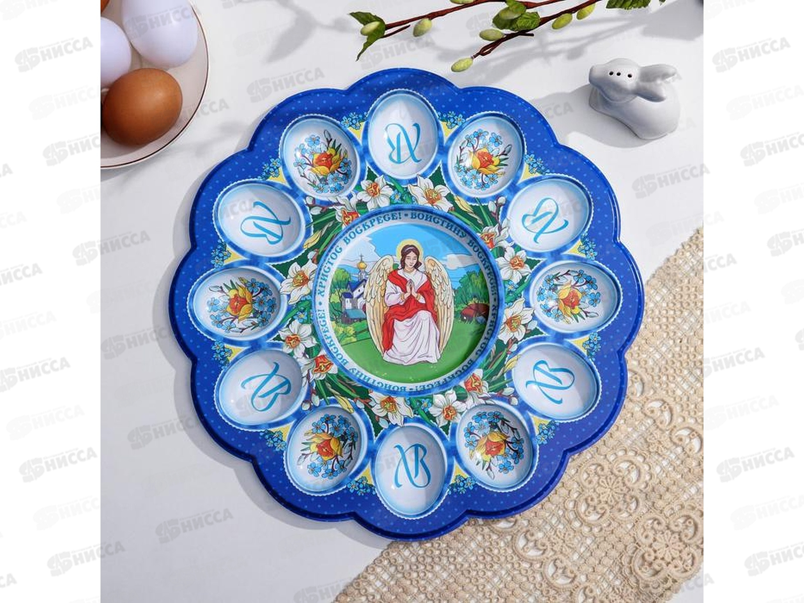 Подставка пасхальная на 12 яиц и кулич &quotАнгел&quot 30см 5244495