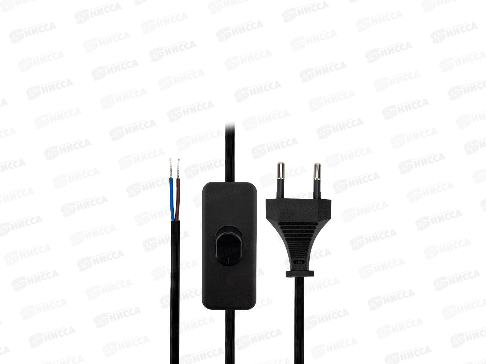 Шнур сетевой REXANT с выключателем 1,8м, 2*0.75мм, черный, 11-1134