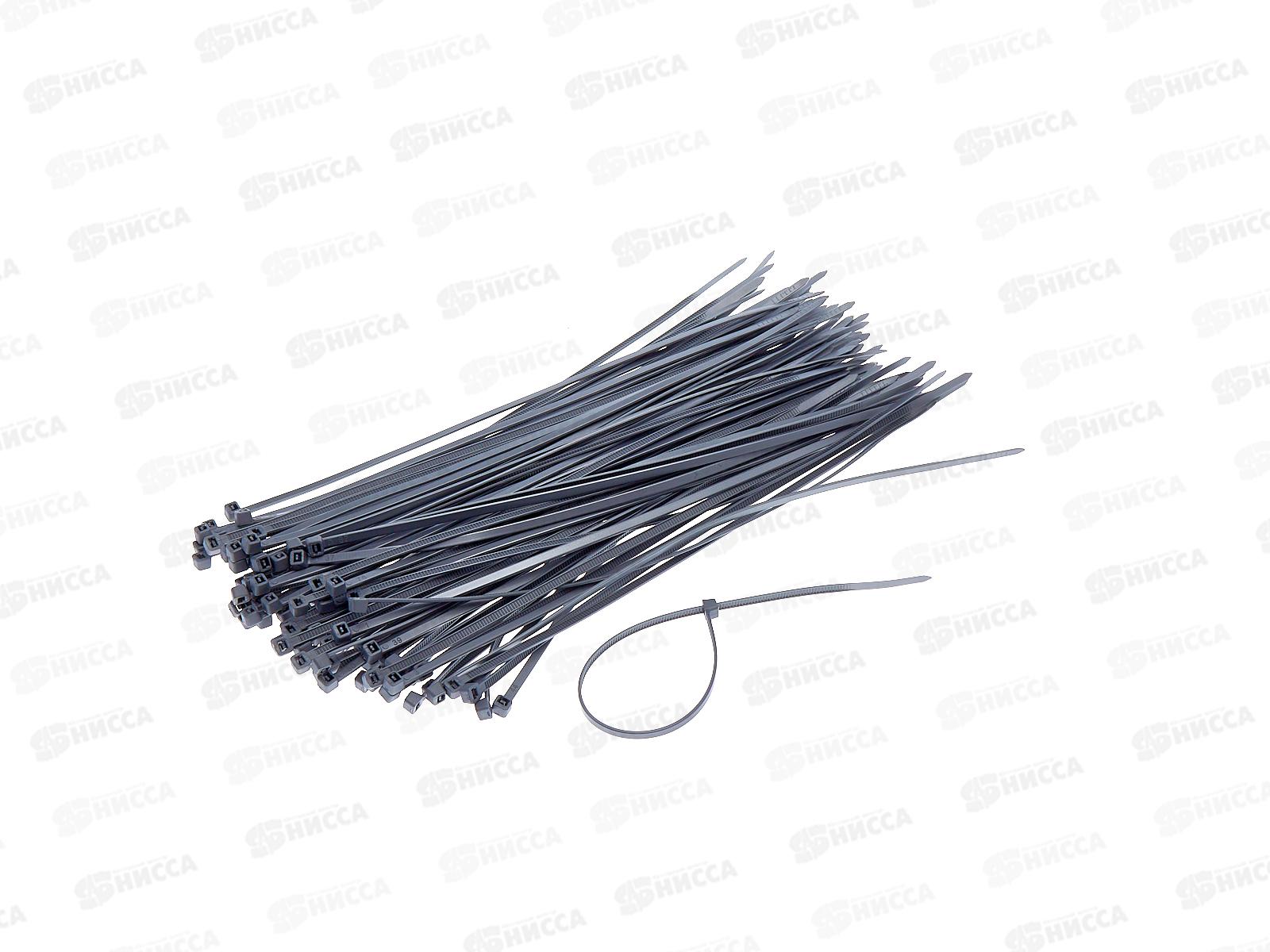 Хомут нейлоновый 4*350мм 100шт серый пластмассовый (058047)  Ж