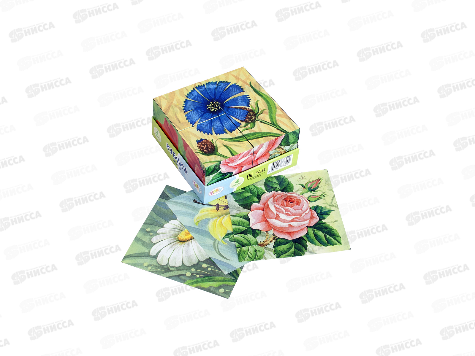 Кубики 87329 4 кубика Baby Step "Цветы"  *18