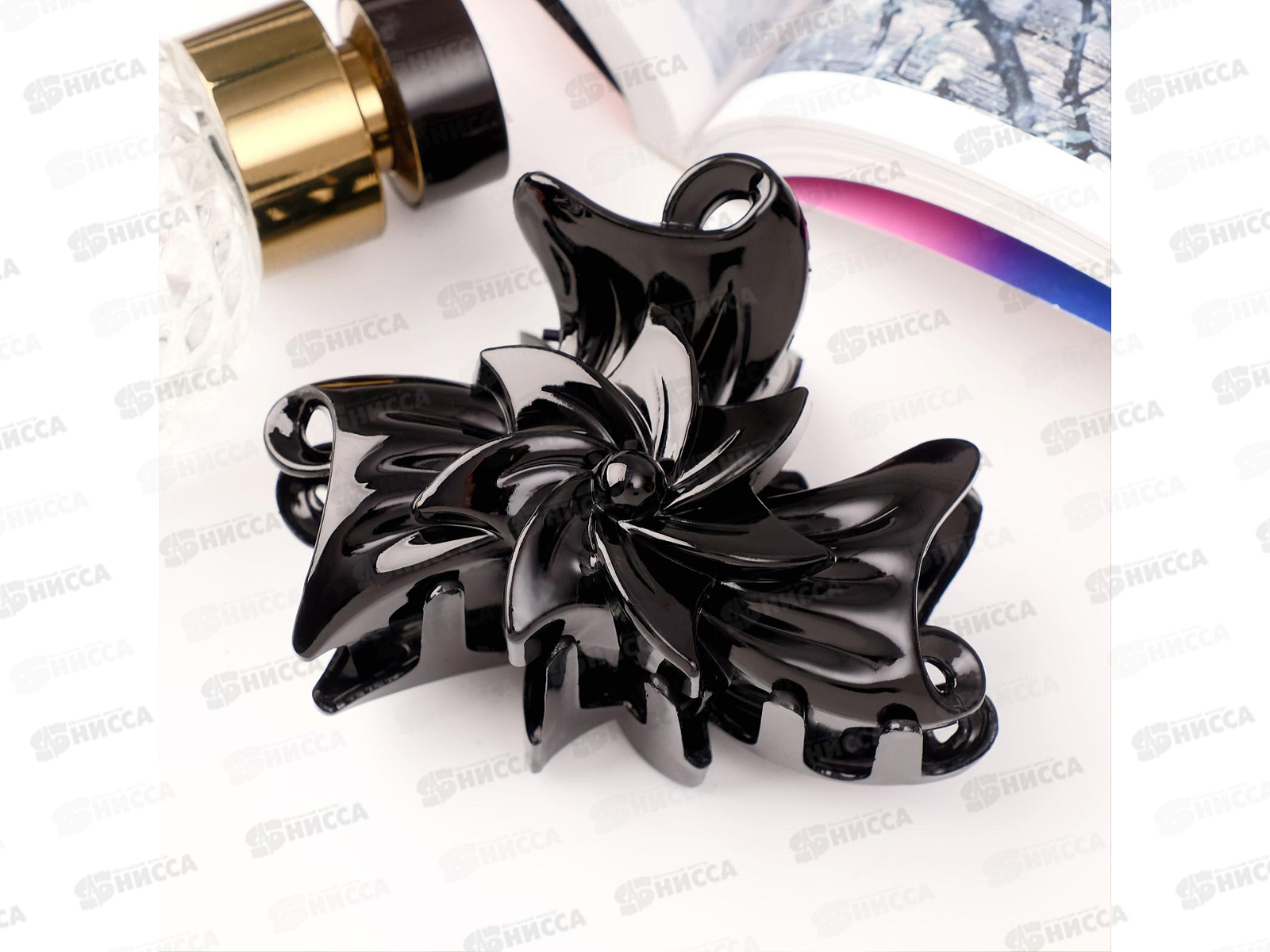 Краб  для волос &quotКлассик&quot бантик с цветком 5354248 *12