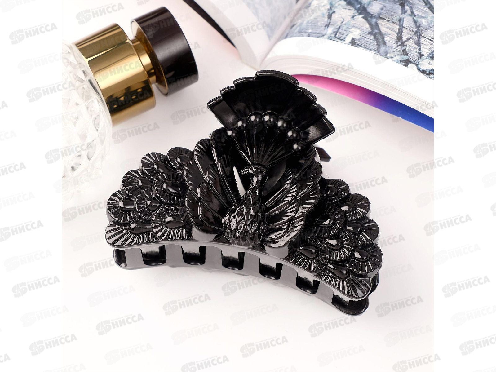 Краб для волос "Классик" счастливый павлин 8*5см 5354249 *12