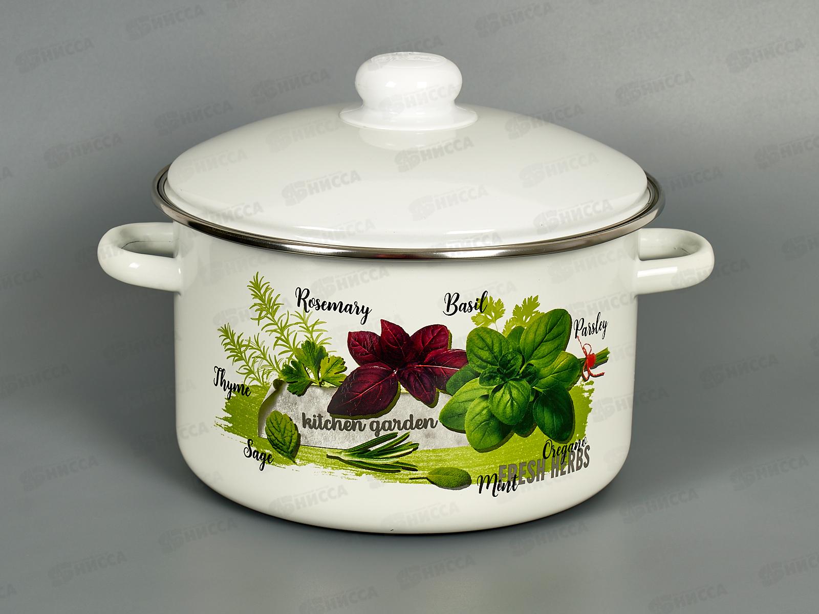 Кастрюля 4,0л эмалированная с рисунком 01-Б1614/4  Базилик *4