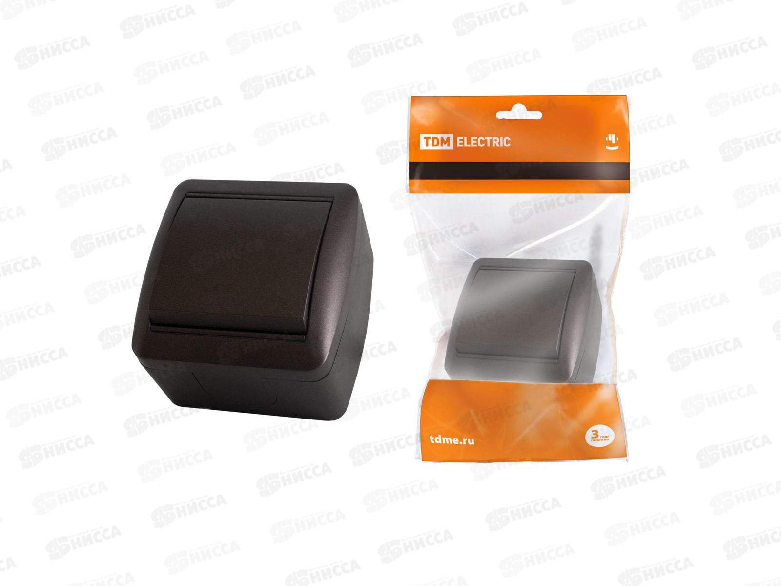 Выключатель TDM 1-клавиша открытая установка, 10А шоколад &quotСелигер&quot, 0201 *10