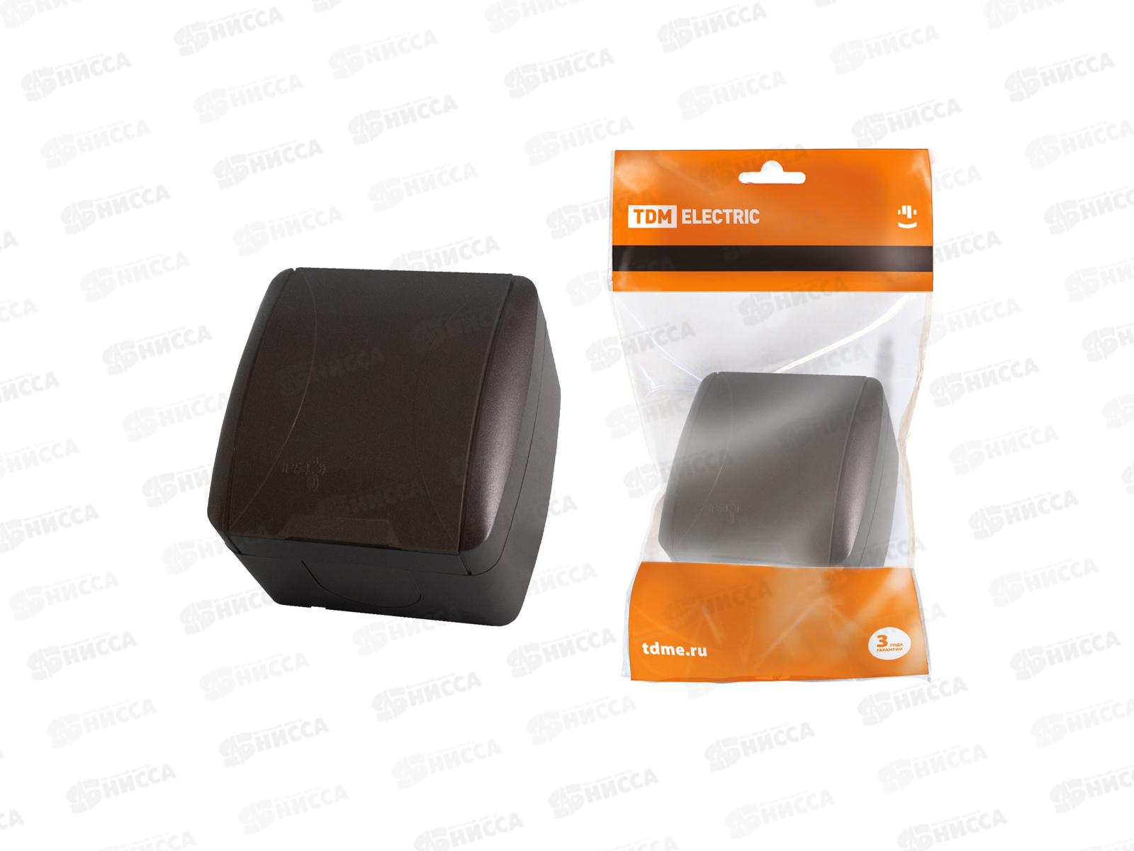 Розетка TDM открытой установки, IP54 16А с крышкой, шоколад, &quotСелигер&quot, 0213