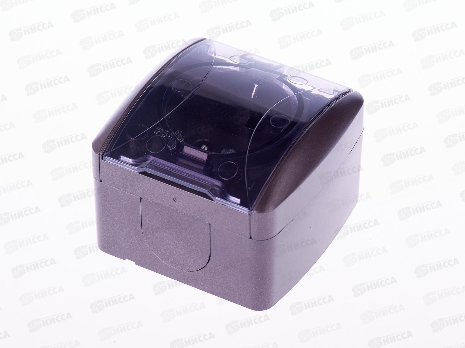 Розетка TDM открытой установки, IP54 16А с прозрачной крышкой, шоколад, &quotСелигер&quot, 0207