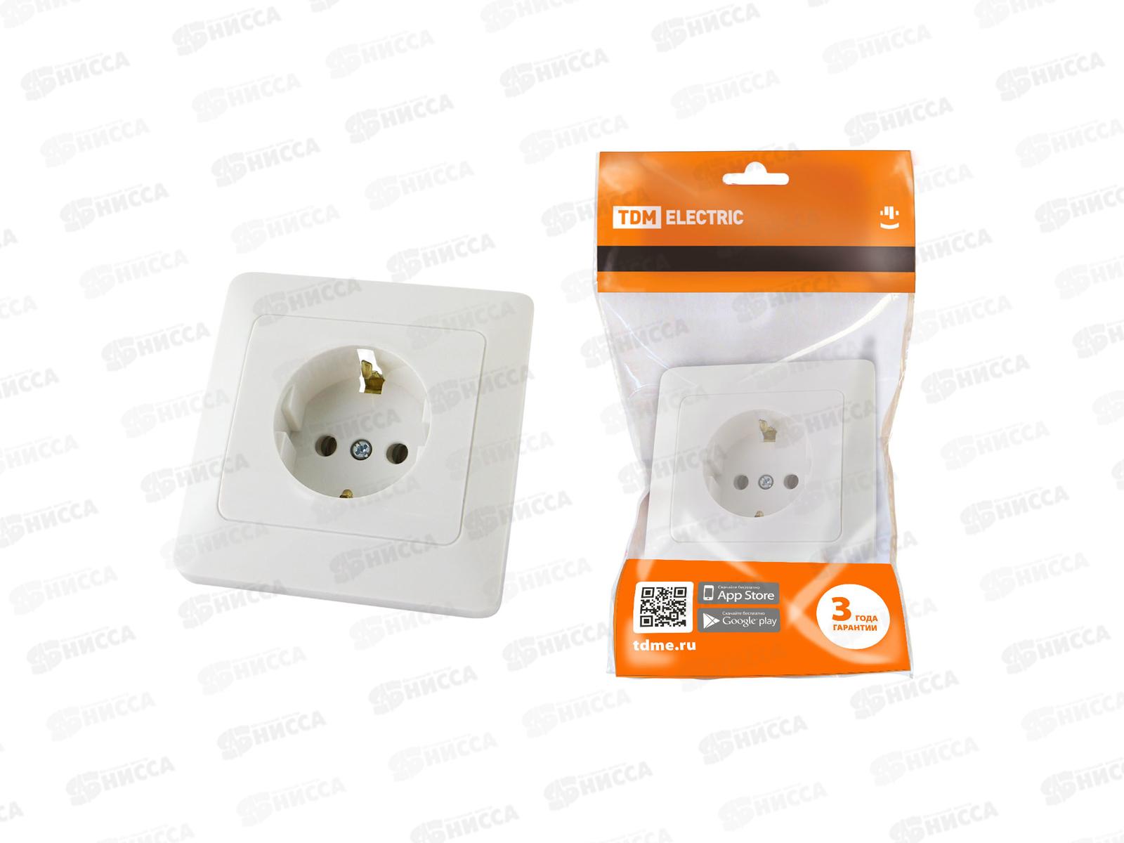 Розетка TDM cкрытая установка, с заземляющими контактами, 16А белый &quotИльмень&quot, 0010