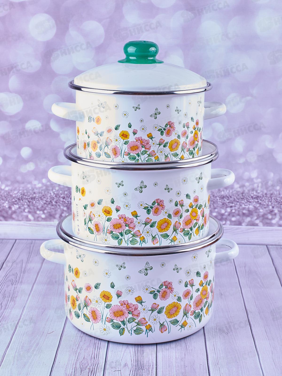 Набор кастрюль Цветочное поле (2+3+4л) 2-3161/7