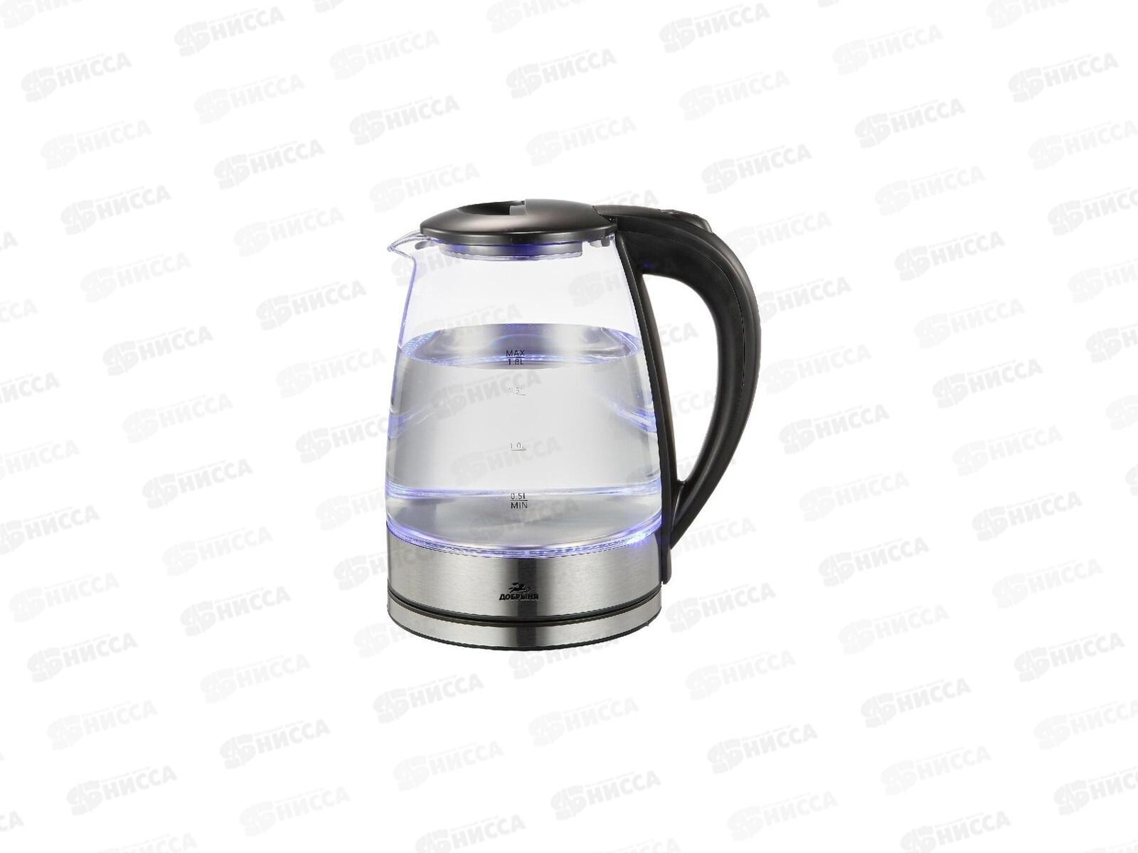 Чайник электрический DO-1253 1800Вт 1,8л стекло черный Добрыня