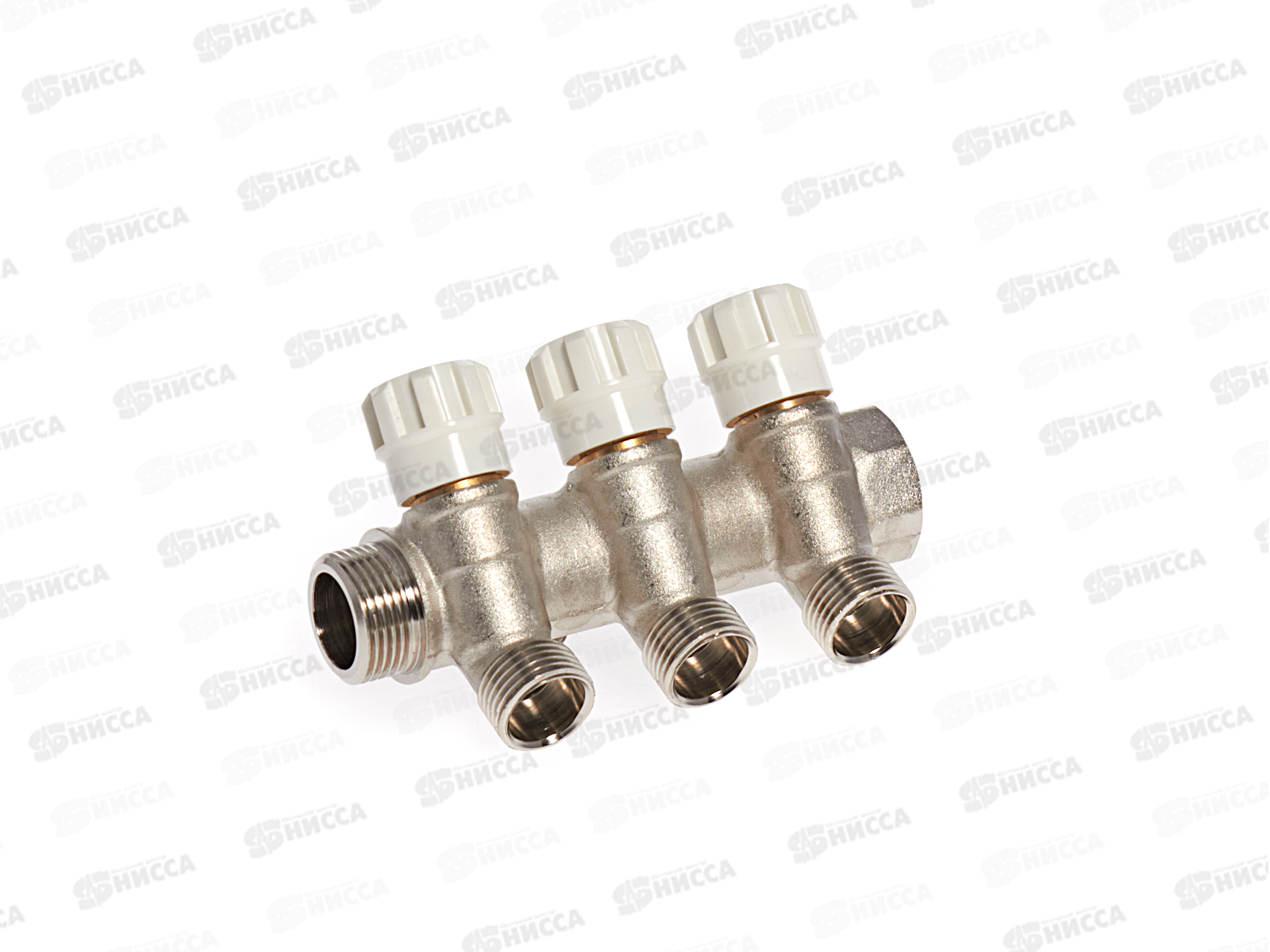 Коллектор резьбовой с вентилями FМ 3/4x3/4x1/2x3, Aqualink 04477 *2/20