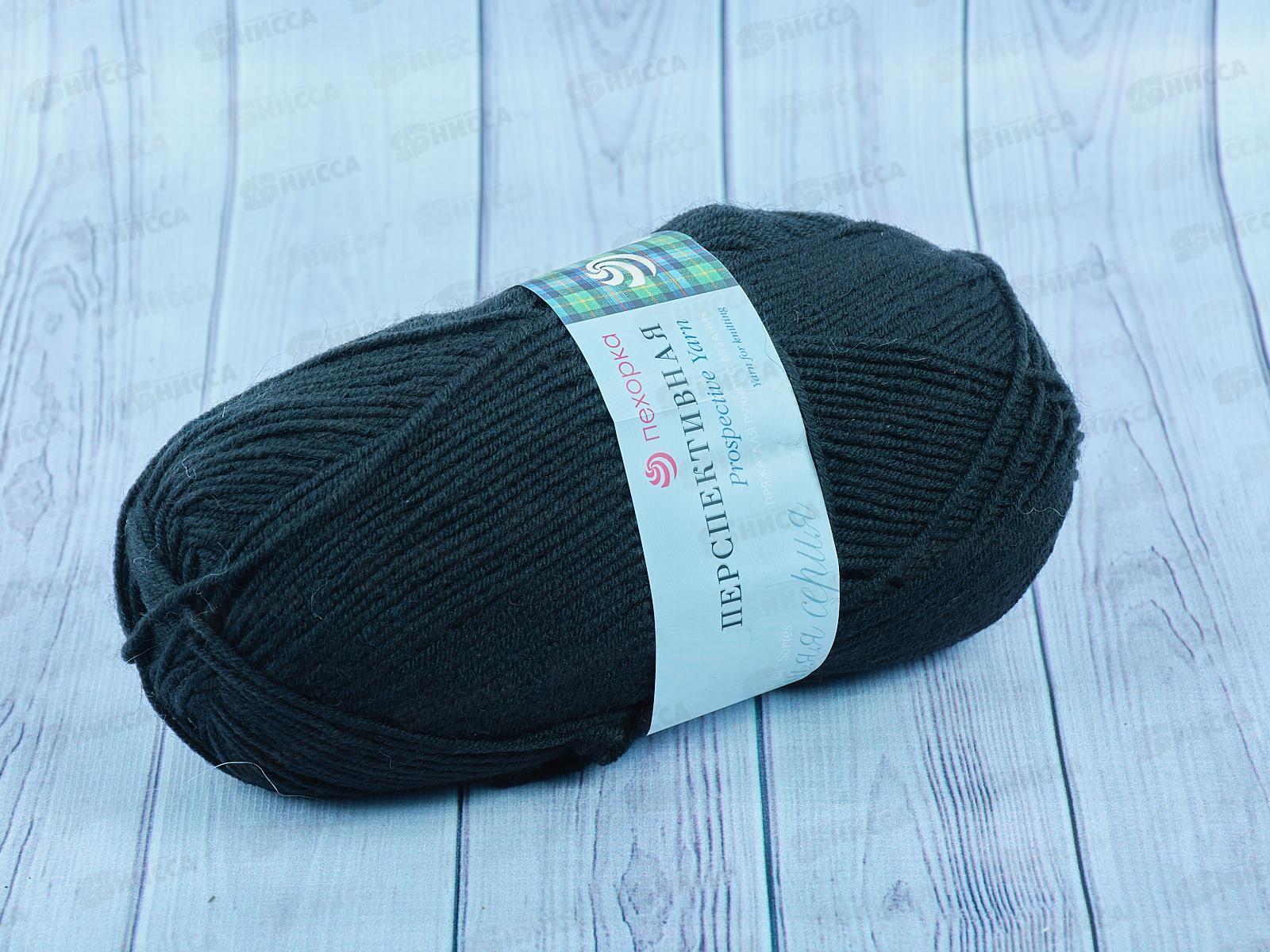 Пряжа Перспективная 02 Черный 100г 270м шерсть50% акрил50%