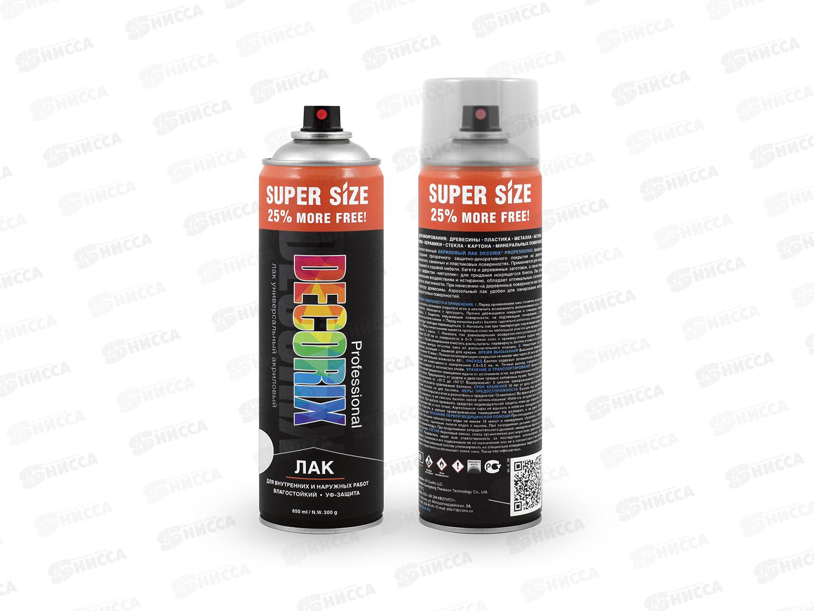 Лак DECORIX PROFESSIONAL аэрозолный 650мл, бесцветный глянцевый *12