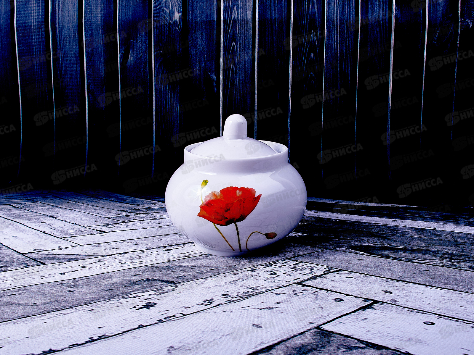 Сахарница 500см3 Рубин Алый мак *12   089842