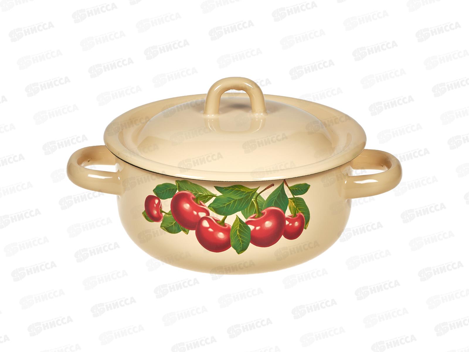 Кастрюля 1,5л цилиндрическая с декором палевая С1607.П