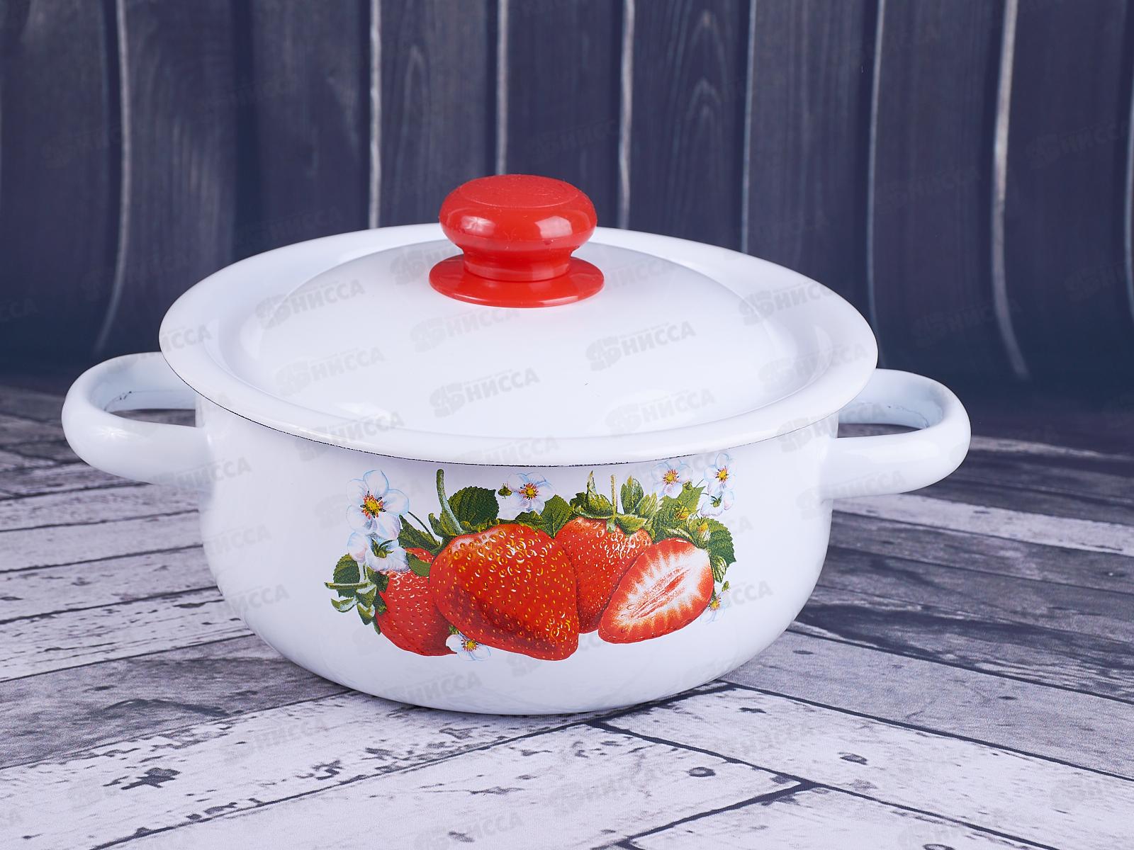 Кастрюля 1,5л цилиндрическая декорированная с пластмассовой кнопкой С1607.3