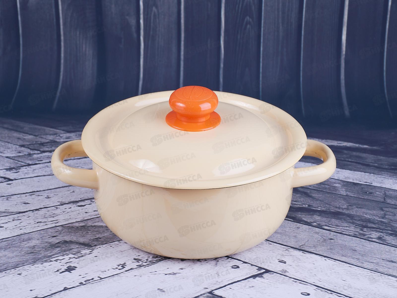 Кастрюля 1,5л цилиндрическая палевая с пластмассовой кнопкой С41607.3П