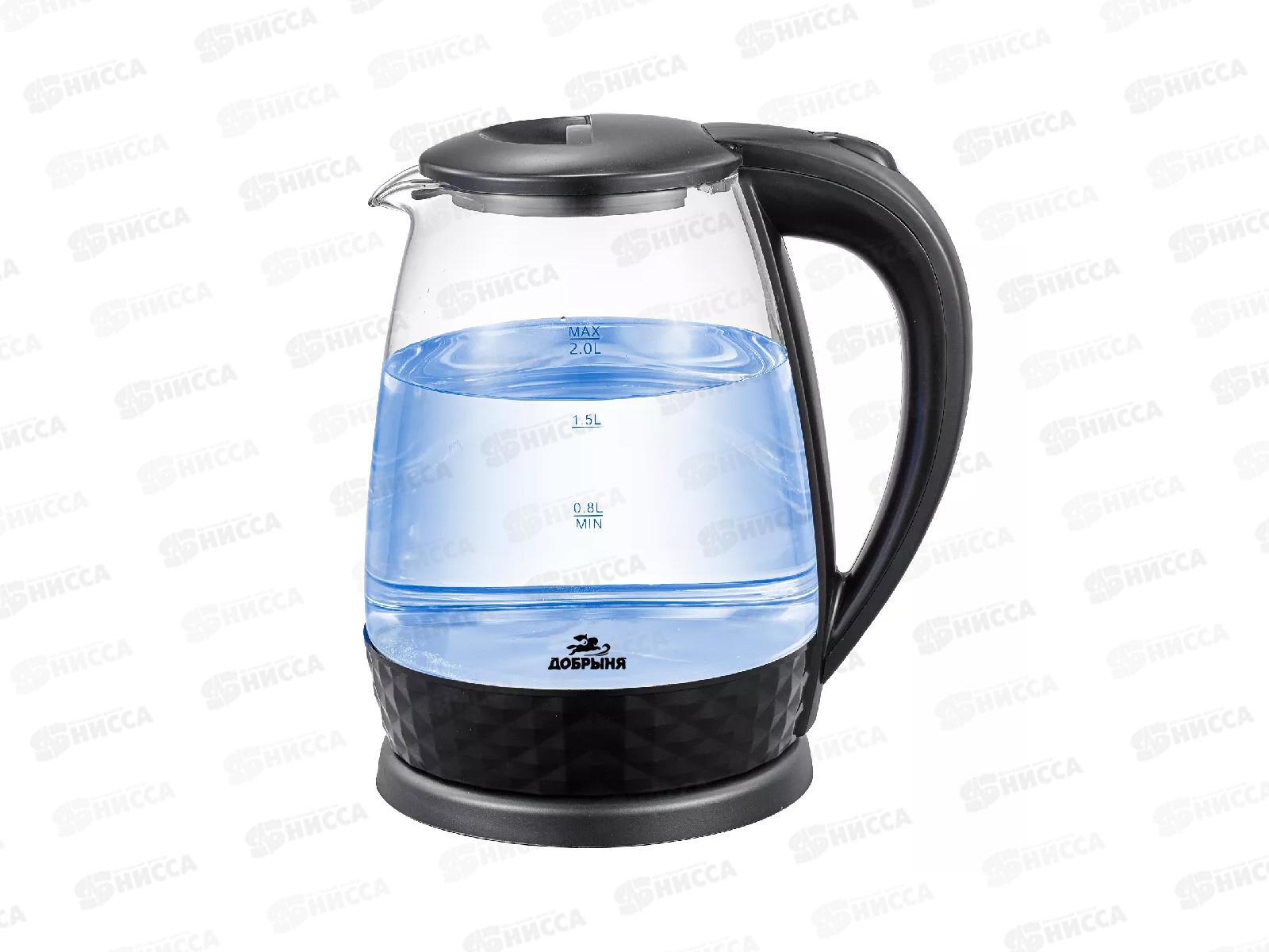 Чайник электрический DO-1252 1800Вт 1,8л стекло черный Добрыня