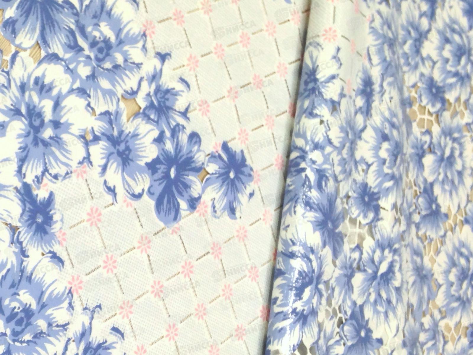 Клеенка Grace Лейс ажурная 1,32х22м DM-10110А 60410 голубые цветы