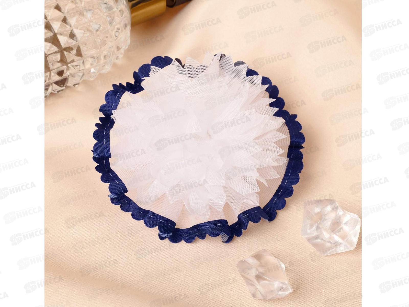 Резинка  для волос &quotСиний кантик&quot 6,5см пышный белый 4329047