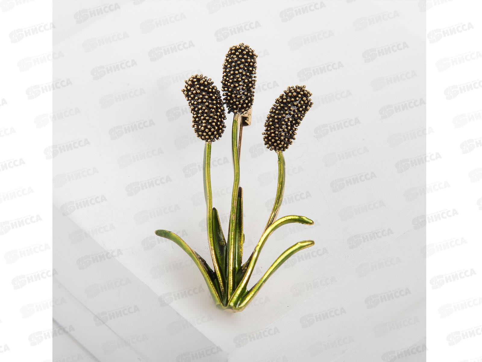 Брошь &quotКамыш&quot зеленый в золоте 4570943