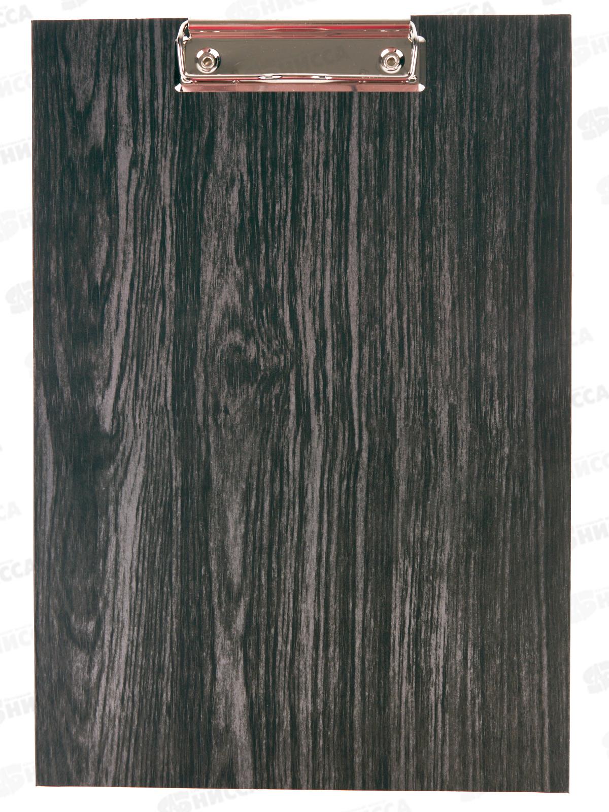 Планшет А4 СБ с зажимом черно-серое дерево 133 *32