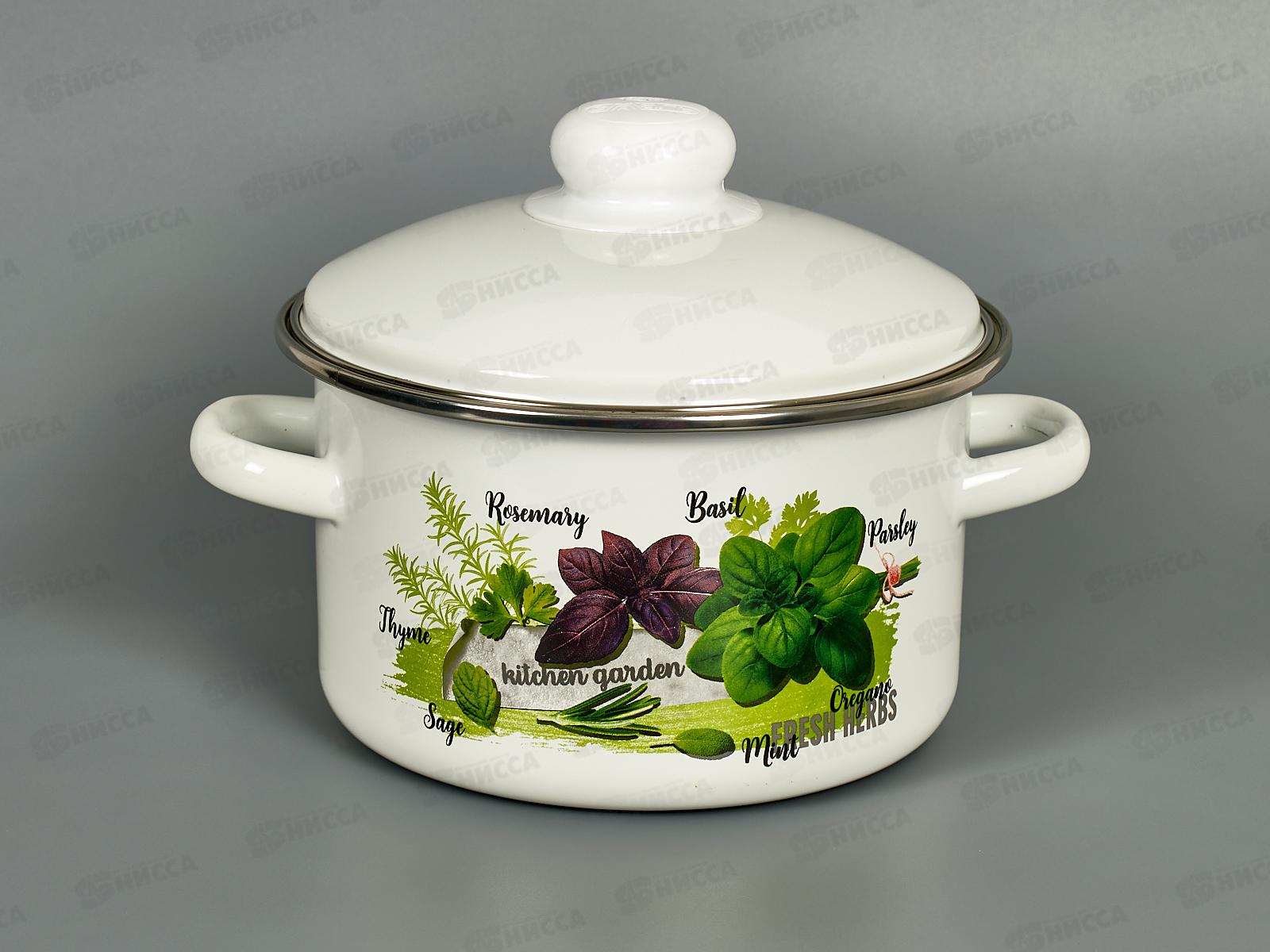 Кастрюля 2,0л эмалированная с рис. 01-1610/4 Базилик *8