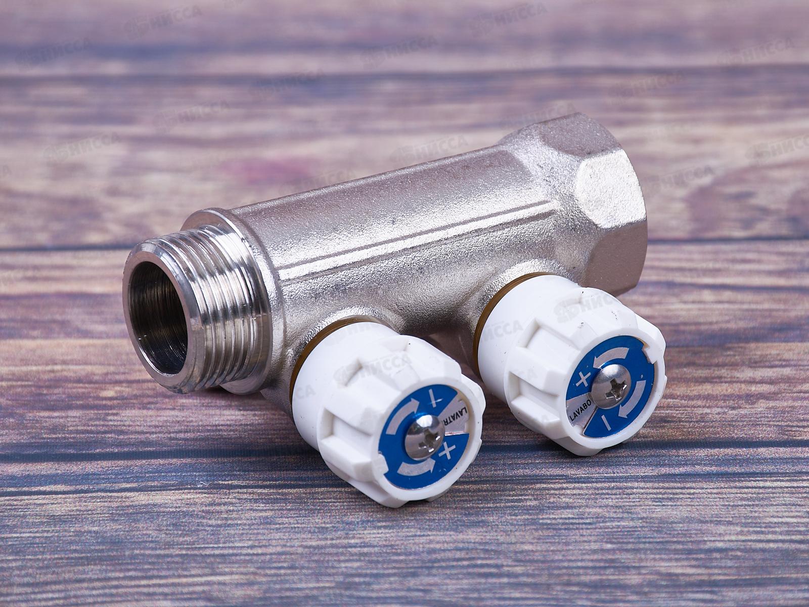 Коллектор резьбовой с вентилями FМ 3/4x3/4x1/2x2, Aqualink, 04476 *2/30